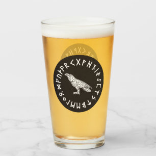 Verre Odin Corbeau Corneille Mythologie Viking runes run