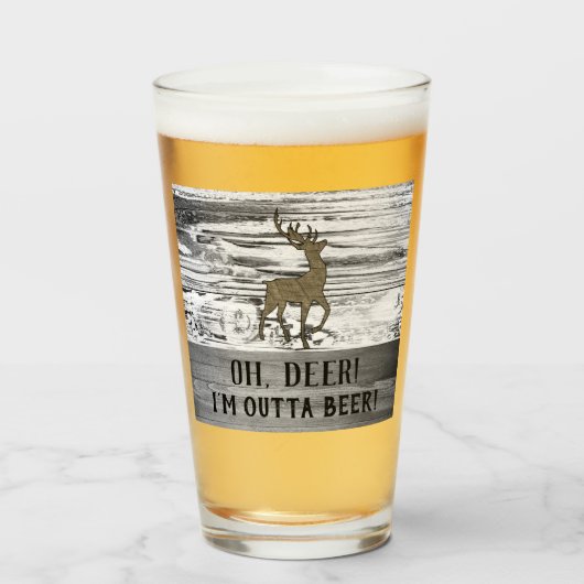 Verre Oh Deer Funny Citation de bière Rustic Man Cave (Devant (rempli))