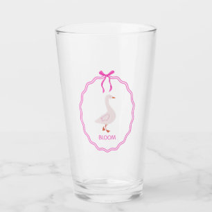 Verre Oie mignonne Bloom avec cadre ruban rose Coquett