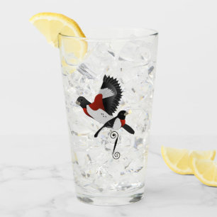 Verre Oiseau cardinal de Grosbeak à poitrine Rose