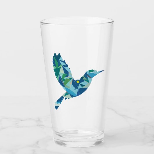 Verre Oiseau de couleur géométrique (Devant)