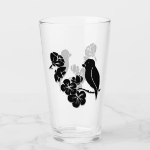 Verre Oiseau Motif noir et blanc