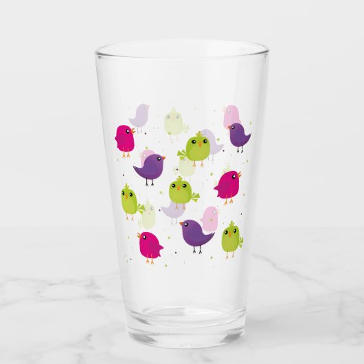 Verre Oiseaux colorés mignons (Devant)