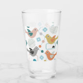 Verre Oiseaux Rétro Fleurs mignonnes Modernes Mi-Siècle (Dos)