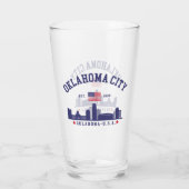 Verre Oklahoma City Skyline Beer Glass with U.S. Flag  (Dos)