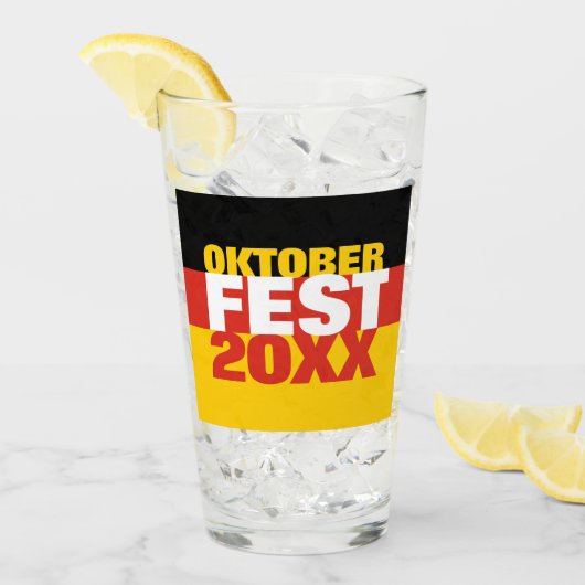 Verre Oktoberfest Octoberfest drapeau allemand (Devant glace)