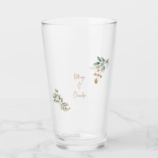 Verre or Noms Glam Foliage Mariage (Devant)
