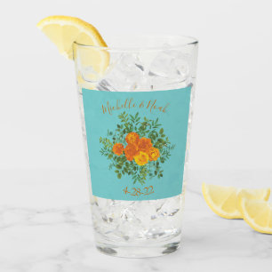 Verre Orange & Aqua Mariage Floral moderne