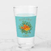 Verre Orange & Aqua Mariage Floral moderne (Devant)