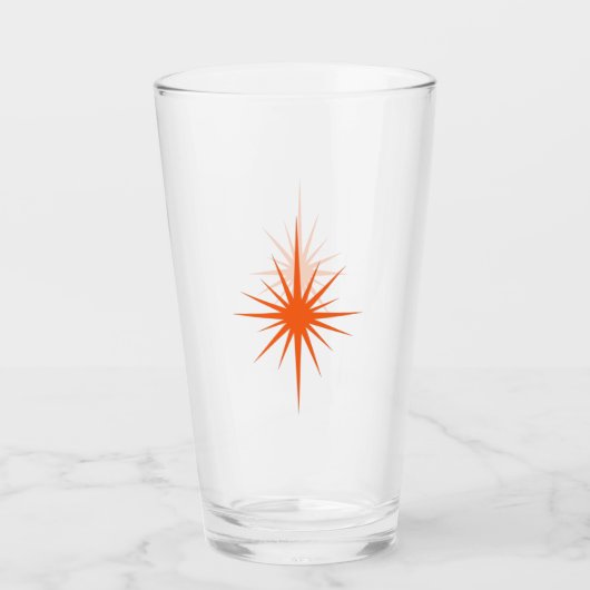 Verre Orange atomique Starburst Retro Midsiècle (Devant)