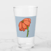 Verre Orange Flower with Blue background (Devant)