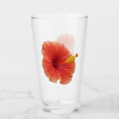 Verre Orange Hibiscus Fleur Tropical Floral (Devant)