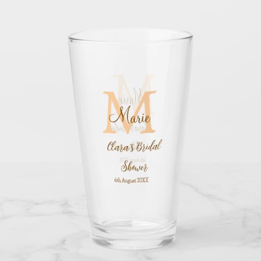 Verre Orange monogramme douche de mariée ajouter nom mod (Devant)