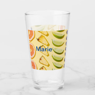 Verre Orange raisin bleu baie citron ajouter nom photo t