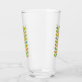 Verre Orange Turquoise Vert Fleurs Pétales Mi-Siècle (Droite)