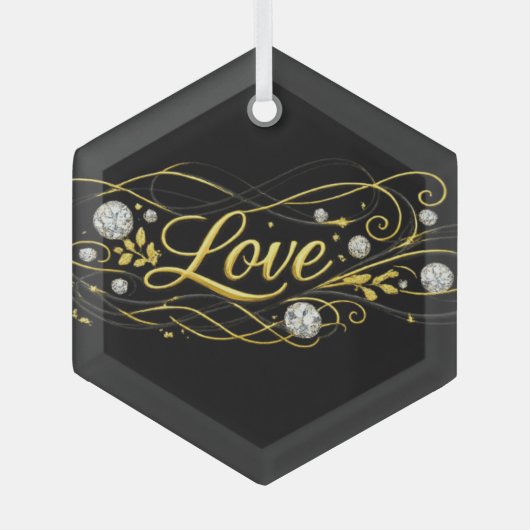 Verre Ornement de luxe en écriture dorée Love (Recto)