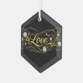 Verre Ornement de luxe en écriture dorée Love (Avant gauche)