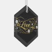 Verre Ornement de luxe en écriture dorée Love (Avant droite)