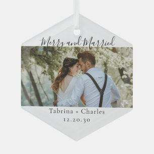 Verre Ornement en céramique photo de mariage joyeux mini