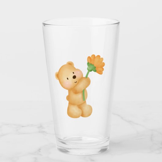 Verre ours avec fleur (Devant)