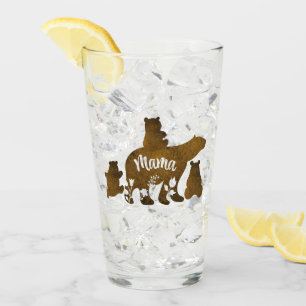 Verre Ours Mama Avec 3 Bébés Ours Cubs Après Maman