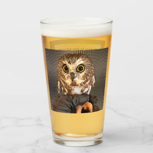 Verre Owl, Rockefeller, citation, 2 côtés, (Devant (rempli))