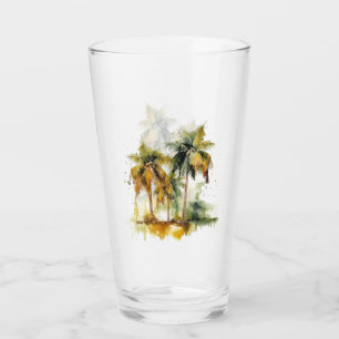 Verre Palmiers dans les tropiques vert et jaune de l'aqu