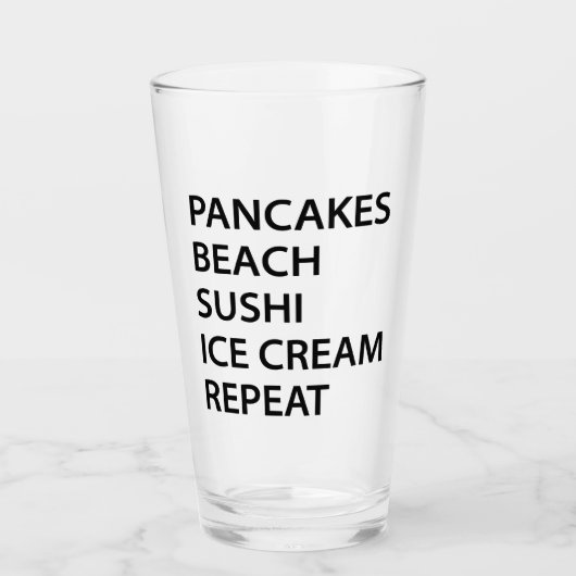 Verre Pancakes Beach Sushi Ice Cream Repeat (Devant)