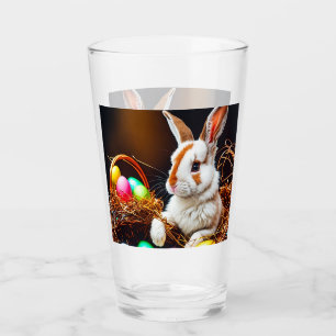 Verre Panier et oeufs de lapin de Pâques