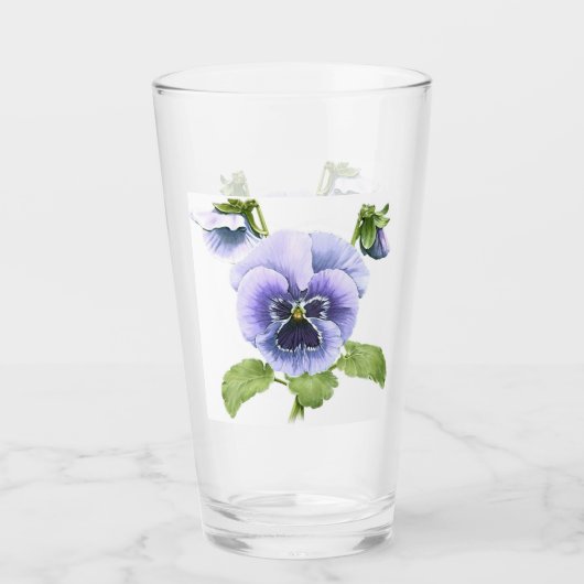 Verre Pansies violettes Art Botanique Floral (Devant)