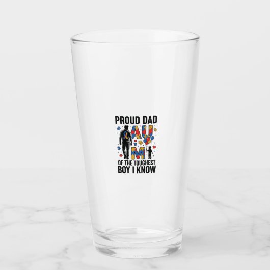 Verre Papa fier Autisme Garçon le plus dur Design Vector (Devant)