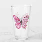 Verre Papillon à fleurs avec Sakura rose (Dos)