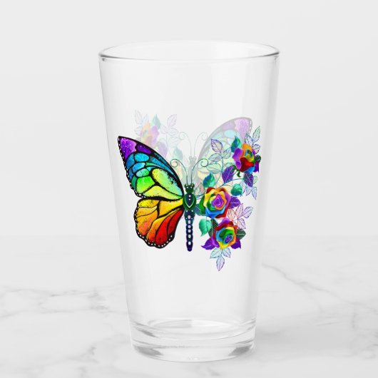 Verre Papillon arc-en-ciel (Devant)