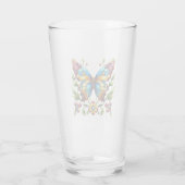 Verre Papillon en vitrail coloré avec fleurs (Dos)