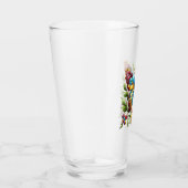 Verre Papillon en vitrail coloré avec fleurs (Droite)