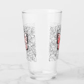 Verre papillon rose avec Roses (Gauche)