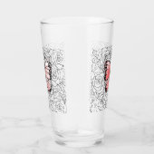 Verre papillon rose avec Roses (Droite)
