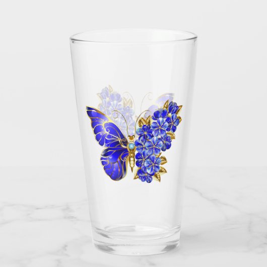 Verre Papillon saphir à fleurs (Dos)