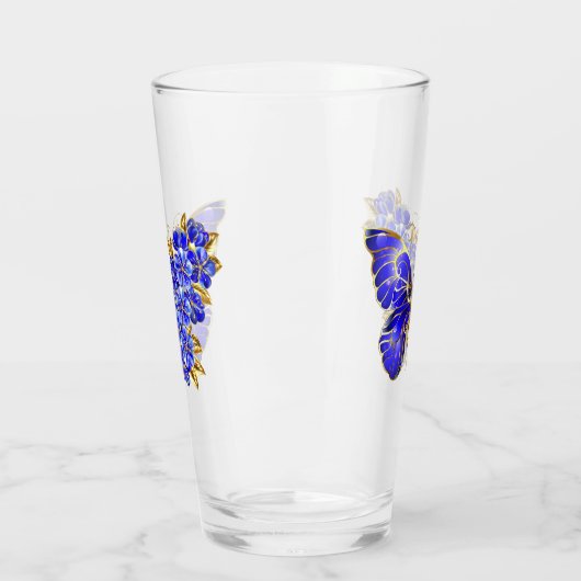 Verre Papillon saphir à fleurs (Gauche)