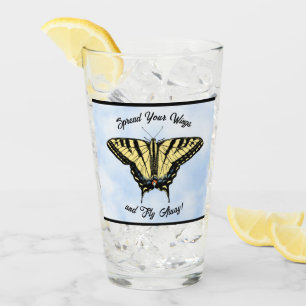 Verre Papillon Swallowtail Jaune Ciel Bleu Personnalisé