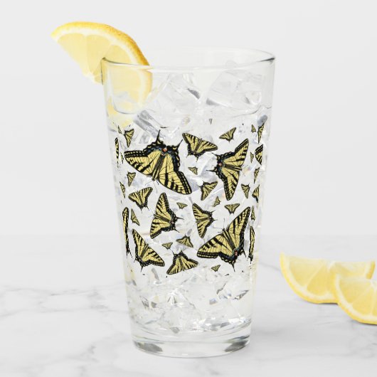 Verre Papillons Queue Jaune Modèle Personnalisé (Devant glace)