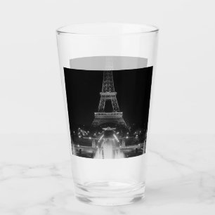 Verre Paris vintage fontaines tour Eiffel nuit