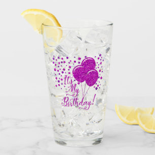 Verre Parties scintillant rose Ballons d'anniversaire!
