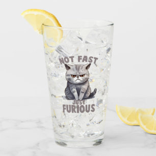 Verre Pas rapide, juste furieux - Humour de chat gris