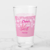 Verre Pastel bébé rose doux 16 anniversaire ajouter nom (Dos)