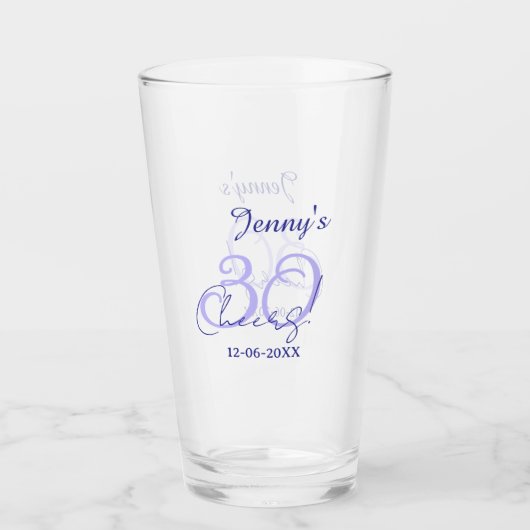 Verre Pastel félicite 30 ans violet élégant nom da (Devant)
