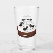 Verre Patinage sur glace de fourmis joyeuses sur dessin (Dos)