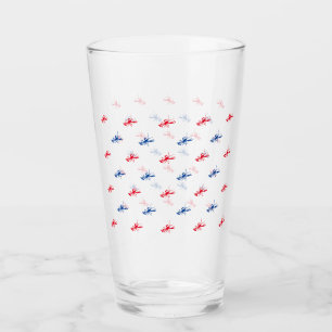 Verre Patriote motif de homard blanc rouge