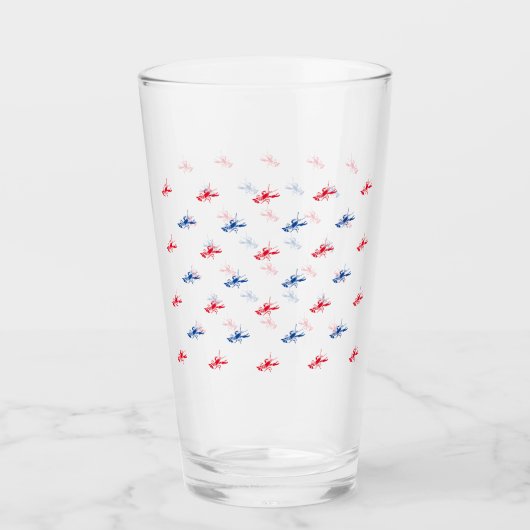 Verre Patriote motif de homard blanc rouge (Devant)