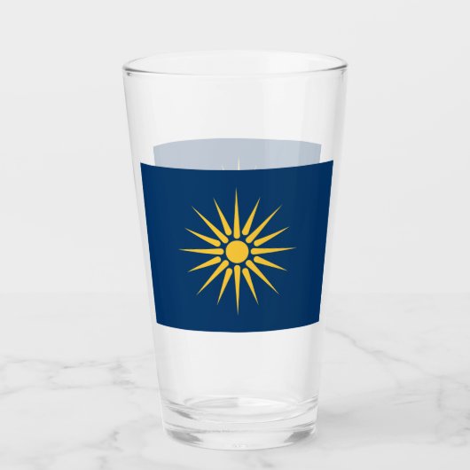 Verre Patriotic glass cup with flag of Macedonia, Greece (Devant)